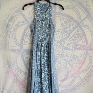 Blue Paisley Handkerchief Maxi Halter Dress S